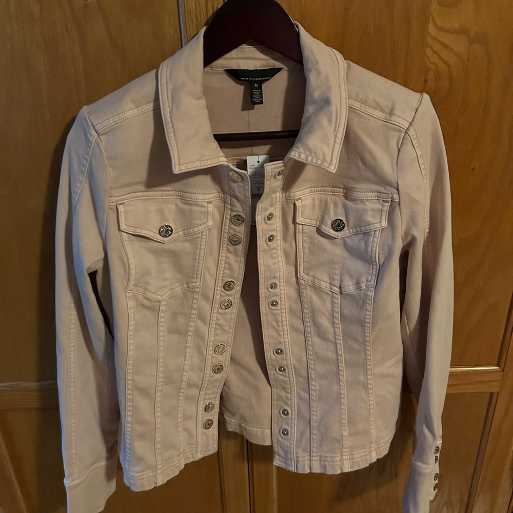 White House Black Market Light Pink Jean Jacket